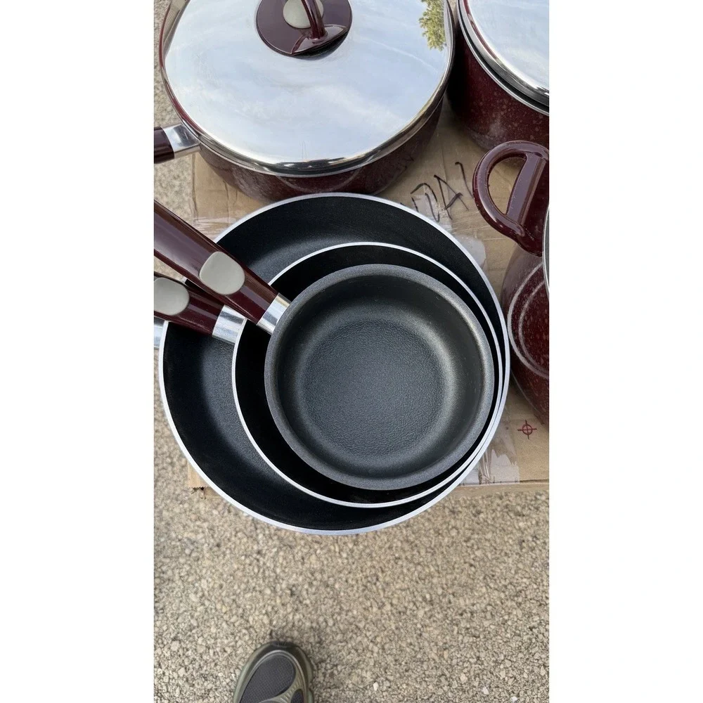 T-fal Armal Cookware Set Pots Pans Lids Burgundy‎